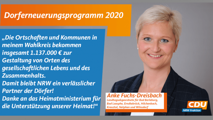 Anke Fuchs-Dreisbach zum Dorferneuerungsprogramm 2020