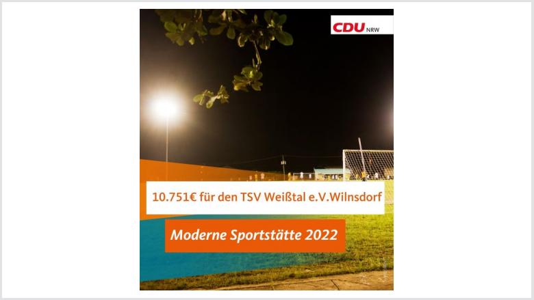 Moderne Sportstätte 2022 - Fördermittel für den TSV Weißtal für die Modernisierung der Flutlichtanlage.